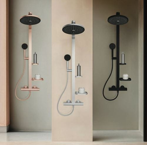 IDEAL STANDARD CERATHERM ALU+ sprchový set s termostatickou baterií, horní sprcha, ruční sprcha se 2 proudy, tyč, hadice, rosé BD583RO Obrázek - fotka