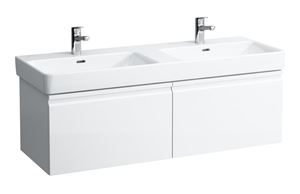 LAUFEN PRO S skříňka pod dvojumyvadlo 125,8x45x39,7 cm, 2 zásuvky, lesklá bílá