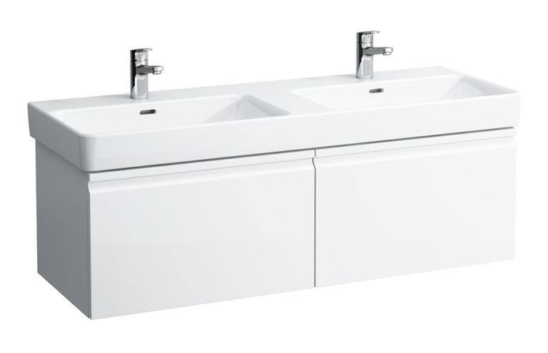 LAUFEN PRO S skříňka pod dvojumyvadlo 125,8x45x39,7 cm, 2 zásuvky, lesklá bílá H4835720964751 Obrázek - Hlavní obrázek
