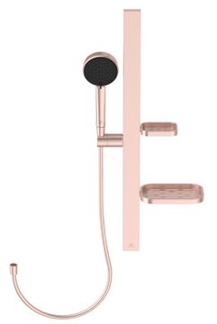 IDEAL STANDARD IDEALRAIN ALU+ sprchová souprava 5-dílná, ruční sprcha pr. 100 mm, 2 proudy, tyč, hadice, mýdlenka, polička, rosé BD586RO Obrázek - fotka