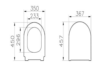 VITRA INTEGRA WC sedátko, SoftClosing, matná černá 131-483-009 Technický nákres