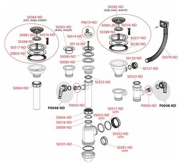 ALCA A444 dřezový sifon DN40/50, s výpustí a přepadem A444-DN50/40 Obrázek - fotka