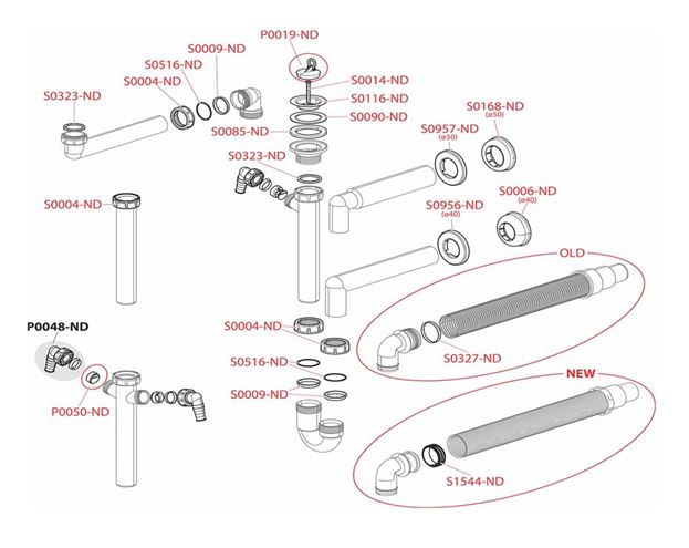 ALCA A80 dřezový sifon DN50, s převlečnou maticí 6/4 A80-DN50 Obrázek - fotka