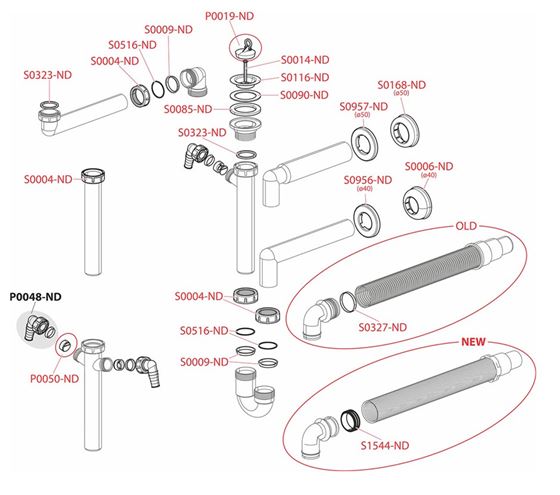 ALCA A810 dřezový sifon DN50, s přípojkou a výpustí A810-DN50 Obrázek - fotka