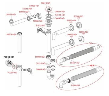 ALCA A820 dřezový sifon DN40, se dvěma přípojkami a výpustí A820-DN40 Obrázek - fotka