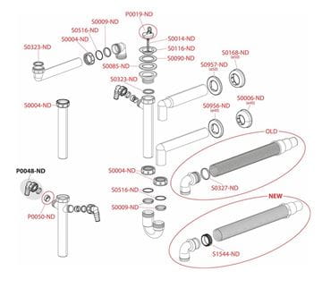ALCA A830 dřezový sifon DN50/40, s přípojkou a výpustí A830-DN50/40 Obrázek - fotka