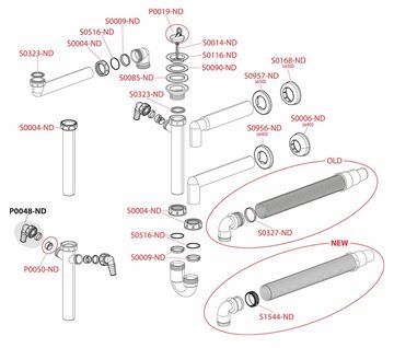 ALCA A840 dřezový sifon DN50/40, se dvěma přípojkami a výpustí A840-DN50/40 Obrázek - fotka