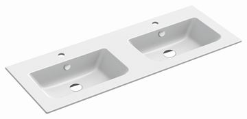 CATALANO PROGETTO dvojumyvadlo 122 cm, se 2 otvory pro baterii a přepadem, Cataglaze+Silver Titanium