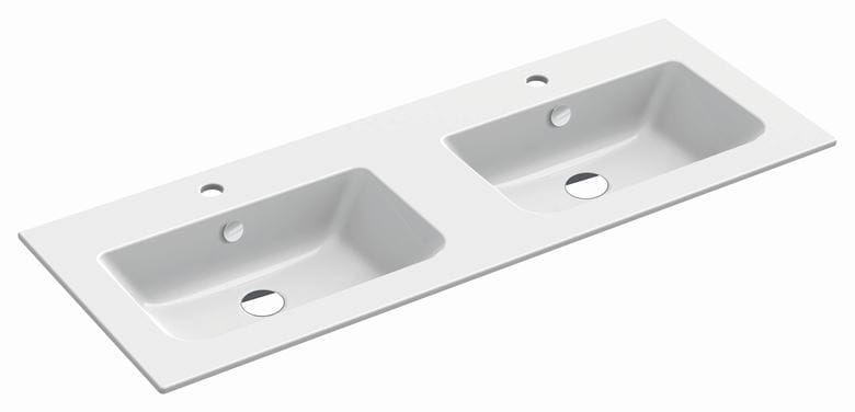 CATALANO PROGETTO dvojumyvadlo 122 cm, se 2 otvory pro baterii a přepadem, Cataglaze+Silver Titanium 122P46DNLFC Obrázek - Hlavní obrázek