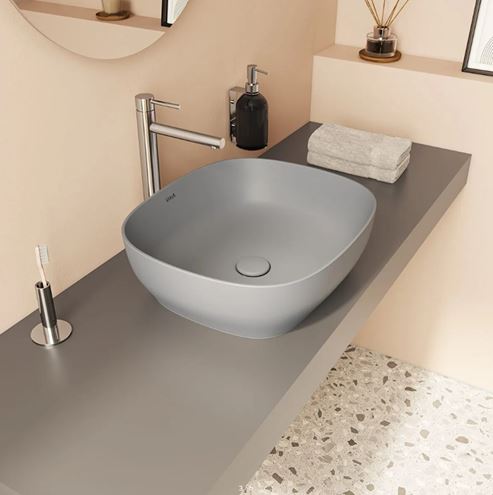 VITRA OUTLINE umyvadlová mísa 46 cm, bez přepadu, VitrAhygiene, matt stone grey 5994B476-0016 Obrázek - fotka