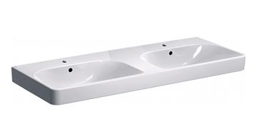 GEBERIT SMYLE SQUARE dvojumyvadlo 120 cm, se 2 otvory pro baterie a přepadem