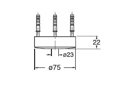 CRISTINA podpůrný fixační set 75x22mm, chrome CRIPD42951 Technický nákres