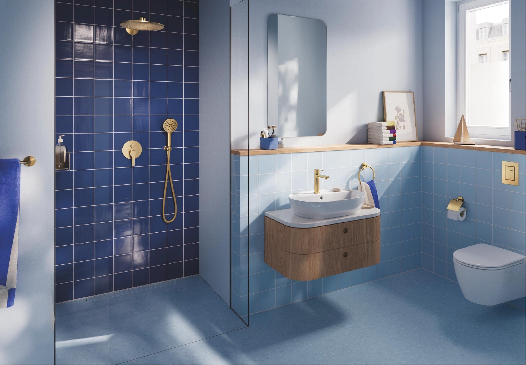 Modrá koupelna s bateriemi GROHE