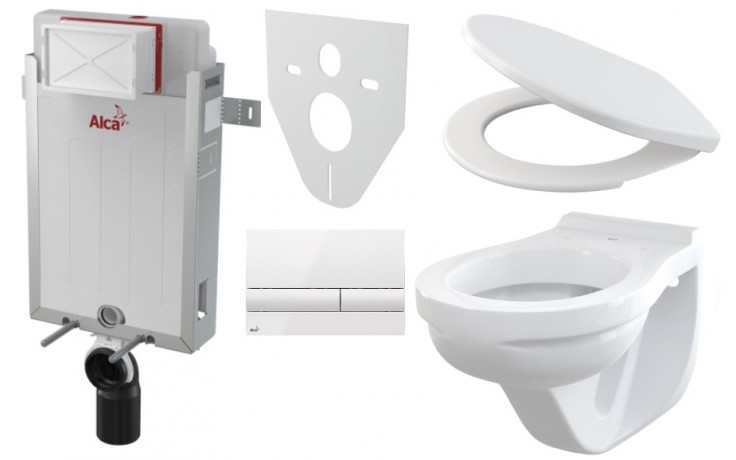 ALCA AM115/1000 5v1 komplet pro WC, ovládací tlačítko, izolační deska, WC, sedátko