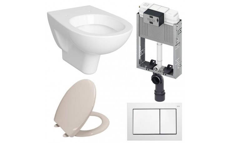 CONCEPT 100 závěsné WC 360x540mm, sedátko CONCEPT 100 N, TECEbox modul, TECEbase ovládací tlačítko, pro zazdění, bílá