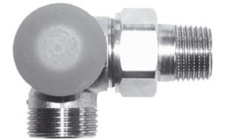 HERZ TS-98-VHF termostatický ventil M30x1,5, 1/2" úhlový, levý, s plynulým přednastavením a číselnou stupnicí