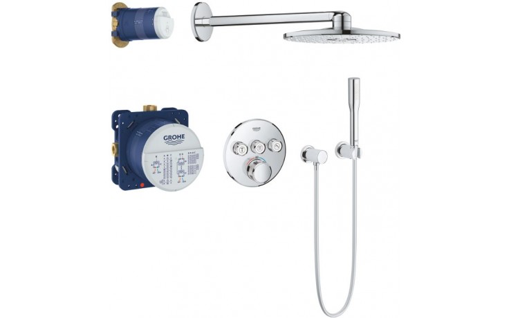 GROHE GROHTHERM SMARTCONTROL sprchový set s podomítkovou termostatickou baterií, horní sprcha se 2 proudy, ruční sprcha, hadice, držák, chrom