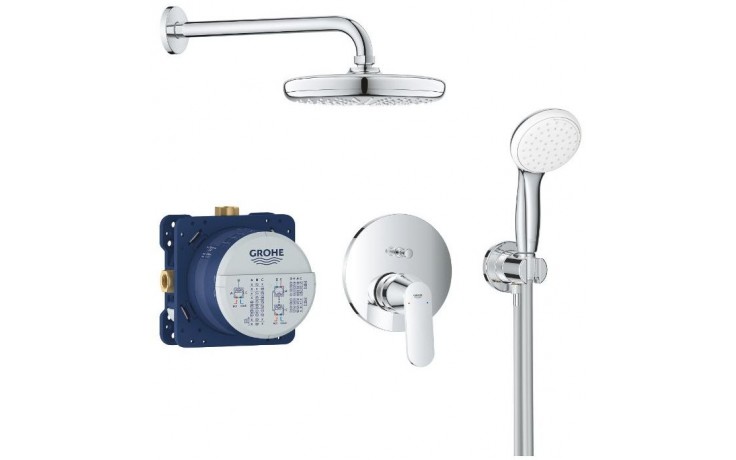 GROHE EUROSMART COSMOPOLITAN sprchový set s termostatickou podomítkovou baterií, horní sprcha, ruční sprcha se 2 proudy, hadice, držák, chrom