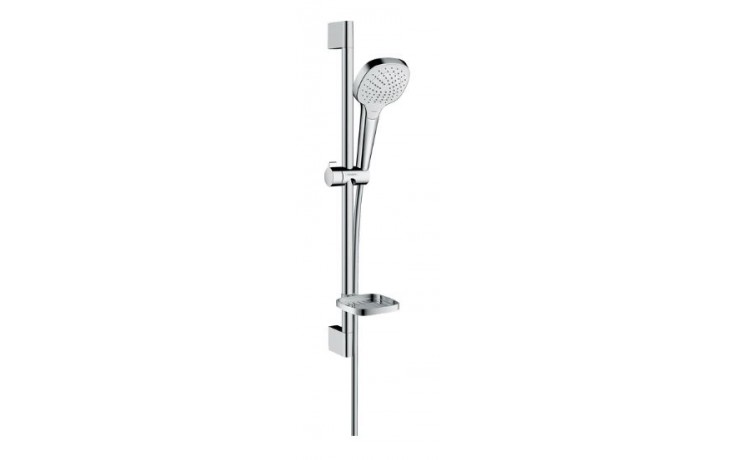 HANSGROHE CROMA SELECT E VARIO 3JET sprchová souprava 4-dílná, ruční sprcha 110x110 mm, 3 proudy, tyč, hadice, mýdlenka, bílá/chrom