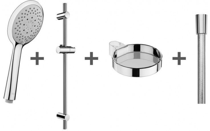 JIKA CUBITO-N sprchová souprava 4-dílná, ruční sprcha pr. 130 mm, 4 proudy, tyč, hadice, mýdlenka, chrom
