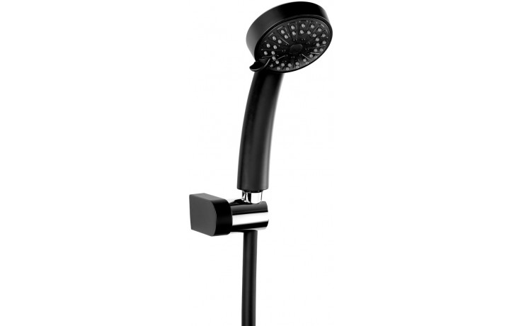 NOVASERVIS sprchová souprava 3-dílná, ruční sprcha pr. 80 mm, 3 proudy, hadice, držák, matná černá/chrom