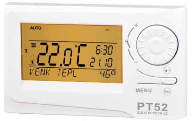 ELEKTROBOCK PT52 termostat 5-85°C s OpenTherm komunikací, týdenní, bílá