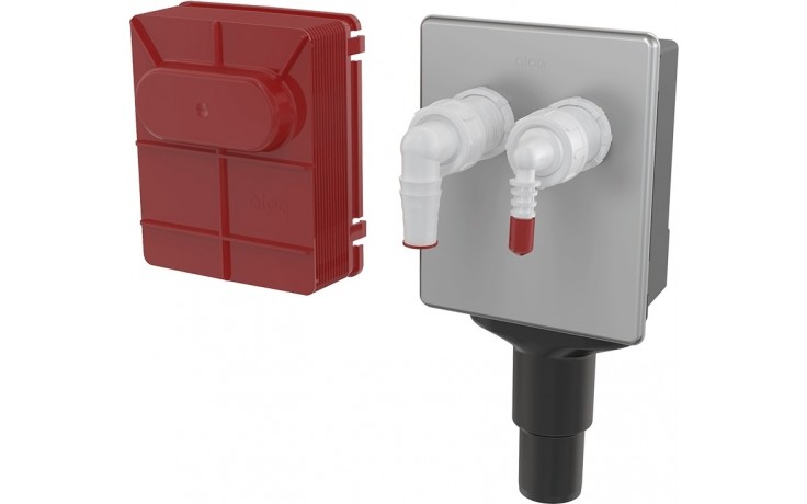 CONCEPT pračkový sifon 50/40mm, podomítkový, pro napojení dvou spotřebičů, PP/nerez, bílá
