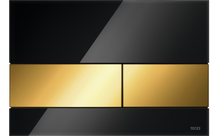 TECE SQUARE ovládací tlačítko pro dvě splachování, sklo, černá/zlatá