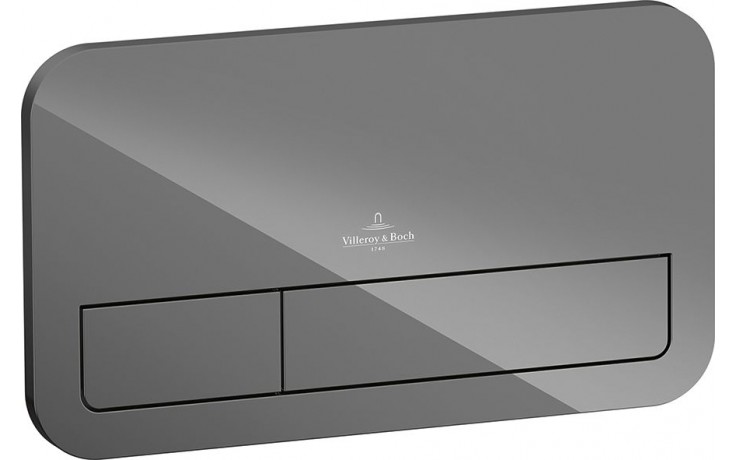 VILLEROY & BOCH VICONNECT 200G ovládací tlačítko pro dvě splachování, sklo, Glossy Grey