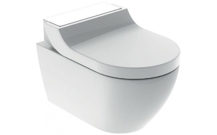 GEBERIT AQUACLEAN TUMA COMFORT závěsné WC s bidetovým sedátkem, SoftOpening, Rimless, KeraTect, bílá/bílé sklo