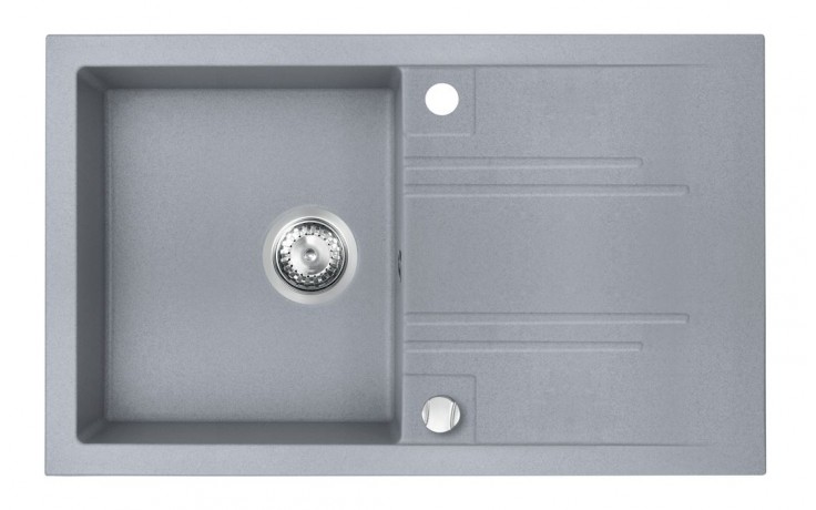 NOVASERVIS granitový dřez 780x480 mm, otočný, 2 otvory, odkapávač, šedá