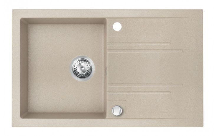 NOVASERVIS granitový dřez 780x480 mm, otočný, 2 otvory, odkapávač, písek