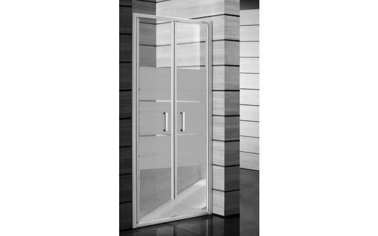 JIKA LYRA PLUS sprchové dveře 80x190 cm, lítací, bílá/sklo matné stripy