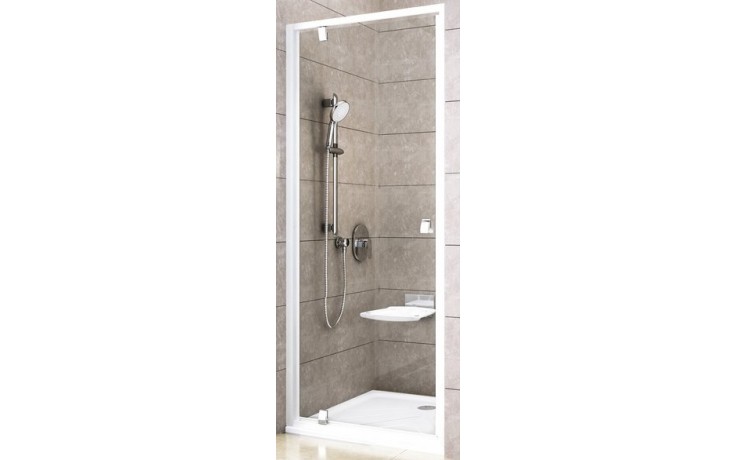 RAVAK PIVOT PDOP1 90 sprchové dveře 861-911x1900mm, jednodílné, otočné, sklo, bílá/bílá/transparent bez dekoru
