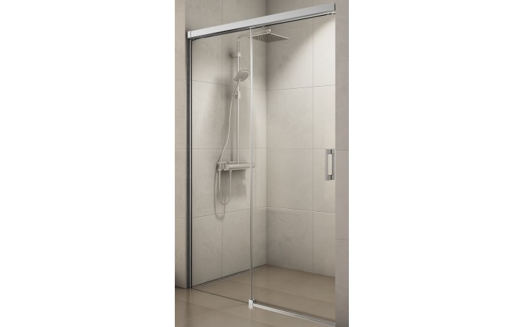 CONCEPT 300 STYLE sprchové dveře 1200x2000mm, posuvné, jednodílné, s pevnou stěnou v rovině, levé, aluchrom/čiré sklo