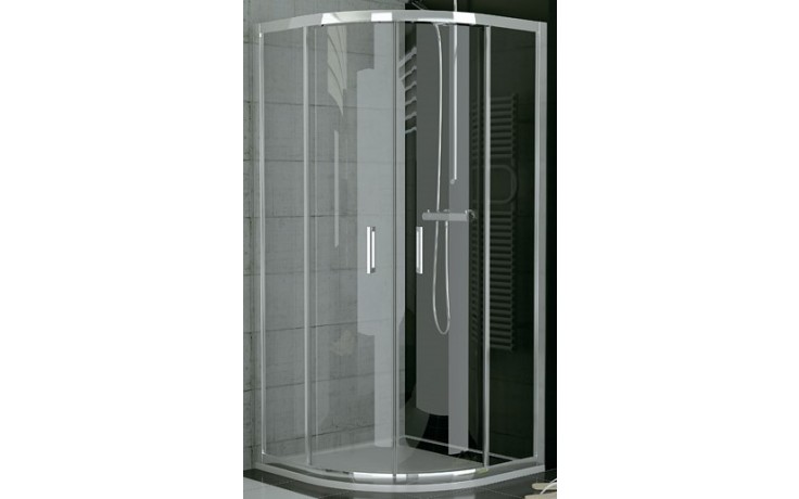 SANSWISS TOP LINE TOPR sprchové dveře 1000x1900mm, R500mm, čtvrtkruhové, s dvoudílnými posuvnými dveřmi, matný elox/sklo Durlux