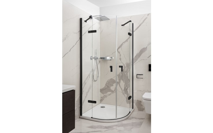 CONCEPT 400 sprchový kout 100x100 cm, R550, křídlové dveře, matná černá/čiré sklo AP