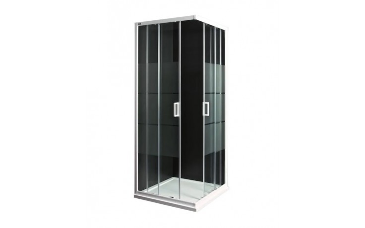 JIKA LYRA PLUS sprchový kout 80x80 cm, rohový vstup, posuvné dveře, bílá/sklo matné stripy