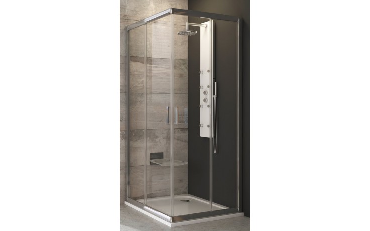 RAVAK BLIX BLRV2 90 sprchový kout 90x90 cm, rohový vstup, posuvné dveře, lesk/sklo transparent