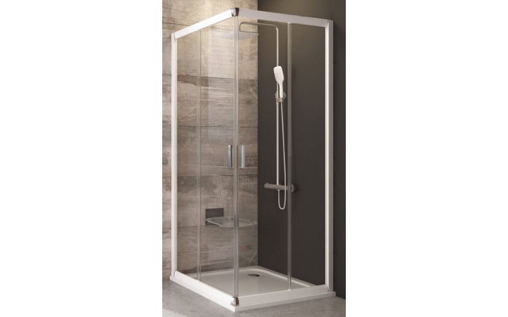 RAVAK BLIX BLRV2 90 sprchový kout 90x90 cm, rohový vstup, posuvné dveře, bílá/sklo transparent