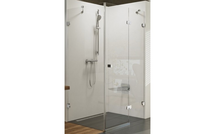 RAVAK BRILLIANT BSDPS 90R sprchový kout 90x90 cm, vstup zepředu, křídlové dveře, pravý, chrom/sklo transparent
