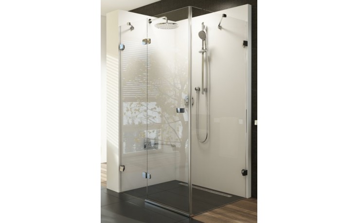 RAVAK BRILLIANT BSDPS 90R sprchové dveře 900x900x1950mm s pevnou stěnou, pravé, sklo, chrom/transparent