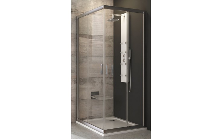 RAVAK BLIX BLRV2-90 sprchový kout 90x90 cm, rohový vstup, posuvné dveře, satin/sklo transparent