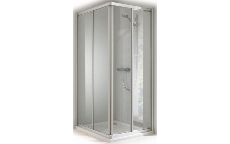 CONCEPT 100 sprchový kout 800x800x1900mm, posuvné dveře, čtverec, 4 dílný, bílá/matný plast
