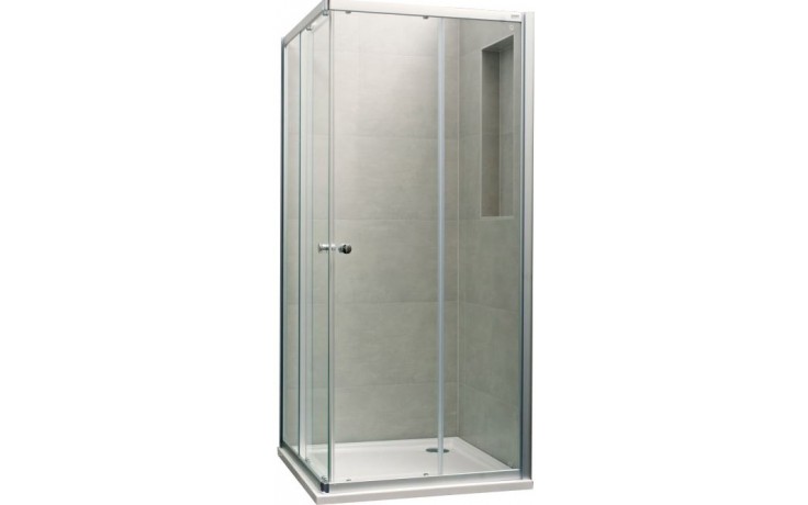 CONCEPT 100 sprchový kout 80x80 cm, rohový vstup, posuvné dveře, stříbrná matná/čiré sklo