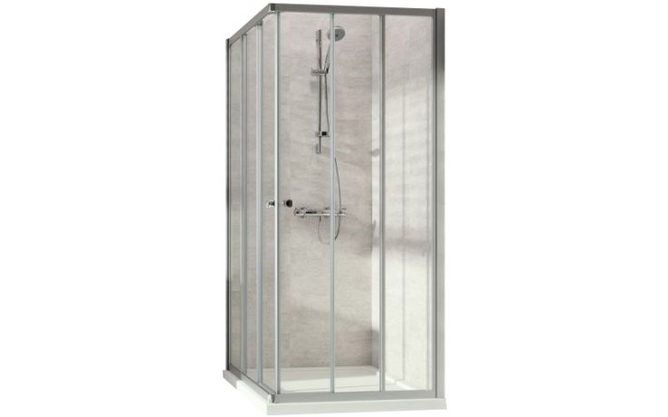 CONCEPT 100 sprchový kout 80x80 cm, rohový vstup, posuvné dveře, 6 dílný, bílá/sklo čiré
