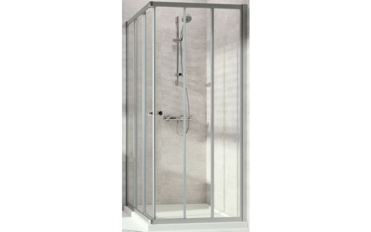 CONCEPT 100 sprchový kout 90x90 cm, rohový vstup, posuvné dveře, 6-dílný, stříbrná pololesklá/sklo čiré