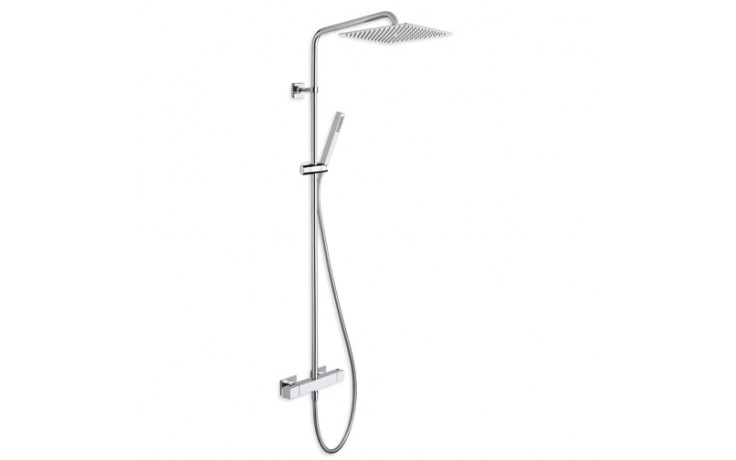 CRISTINA QUADRI sprchový set s termostatickou baterií, hlavová sprcha, ruční sprcha, tyč, hadice, chrom