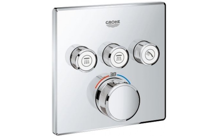 GROHE GROHTHERM SMARTCONTROL podomítková termostatická baterie, pro 3 spotřebiče, Water Saving, chrom