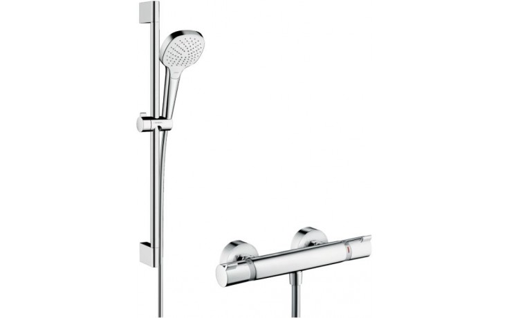 HANSGROHE CROMA SELECT E VARIO sprchový set s termostatickou baterií, ruční sprcha se 3 proudy, tyč, hadice, bílá/chrom